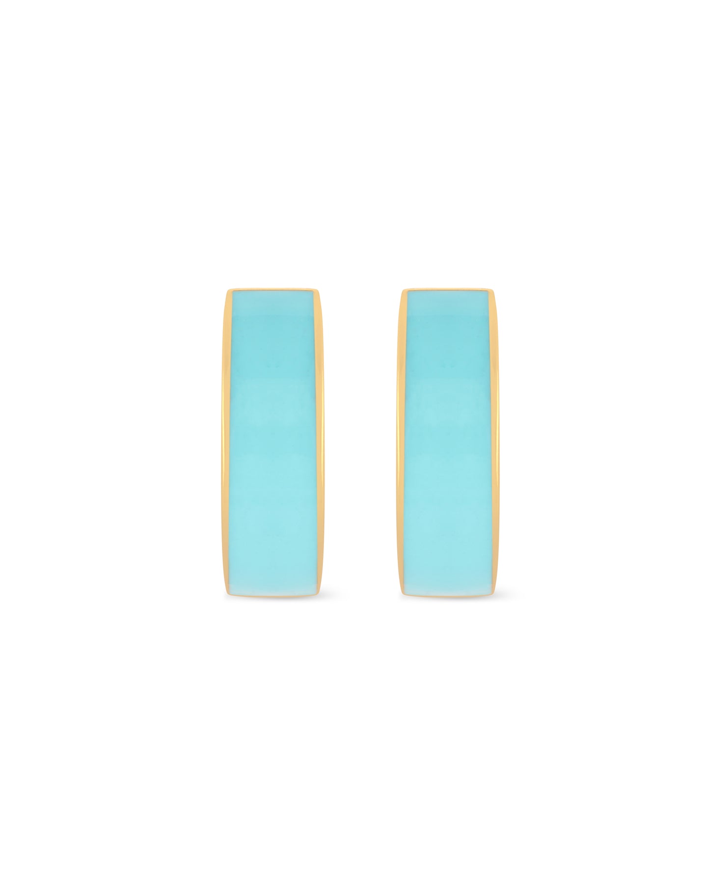 Love Links Enamel Earrings - Blue on Gold